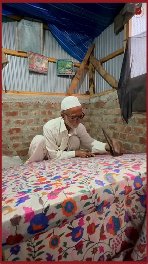 Prastuti Designs on Instagram: "In the world of Kashmiri Pashmina, every stage of making a shawl is a work of art and Purzgar is the final, most delicate one. After weaving and washing, the shawl goes through a detailed hand-finishing process where the Purzgar, a skilled craftsman removes tiny flaws, loose threads, and knots using a tool called ‘Wouch’. The fabric is then rubbed with kasher, a natural gourd core, to make it soft and smooth before its final wash and stretch. Today, only a few Pur