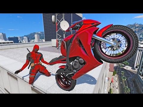 GTA 5 Deadpool Motorcycle Stunts/Fails/Ragdolls (Euphoria Ragdolls) #23
