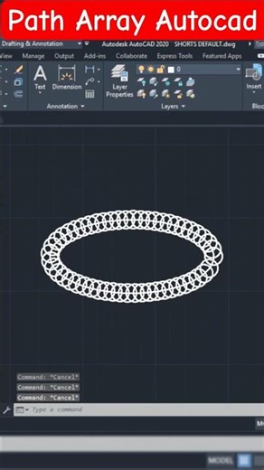 Autocad Path Array Command @cadcamtechstudy #autocad