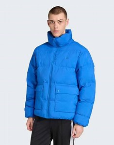 adidas Originals Adicolor down long puffer coat in blue | ASOS