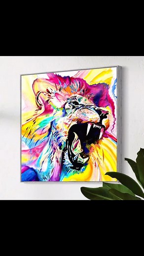 Abstract lion painting #ColorfulArt #KingOfTheJungle #Lion #FluidArt #SpinArt #AbstractPainting | Greyshock Designs