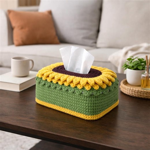 Sunflower Crochet Tissue Box Cover Pattern PDF, Crochet Tissue Holder Pattern, Bathroom Decor Crochet Pattern, Instant Download - Etsy