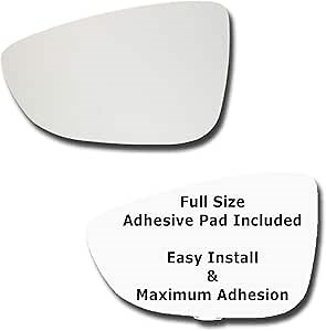 Mirror Glass + Full Size Adhesive Pad for 2009-2017 Volkswagen CC Driver Side Replacement - 2 Options Offered (2009 2010 2011 2012 2013 2014 2015 2016 2017)