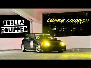 3 COLOR Changing Headlights on my EK Civic | BOSLLA B4 SERIES LED BULB REVIEW + TOUGE NIGHT DRIVE