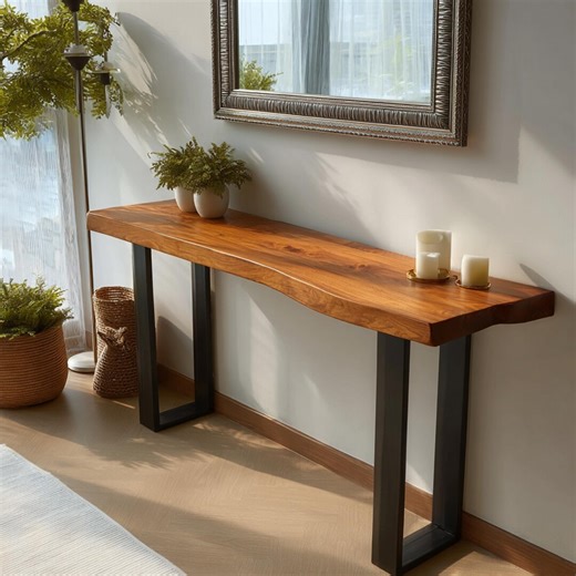 Wooden Rustic Console, Console, Wood Console, Wooden Console, Rustic Console, Live Edge Console, Handmade Console, Solid Wood Console - Etsy