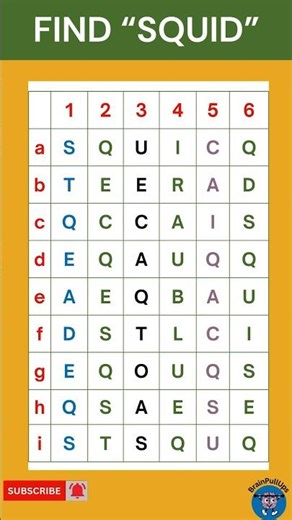 Only Genius Can Find "SQUID" in Less Than 10 Seconds #brainpullups #findtheword