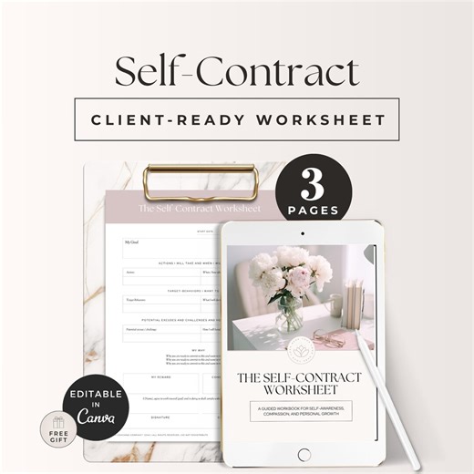 Goal Commitment Contract, Life Coach Worksheet Template, Personal Growth Tools, Mindset Shift Program Resource, Accountability Tool, Canva - Etsy