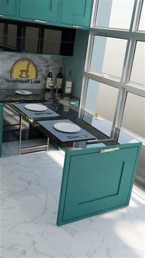 Hidden Pull-Out Dining Table That Saves SO Much Space! 😍✨#spacesavingfurniture #smarthome