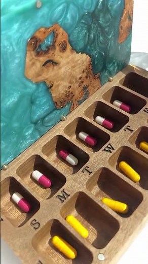 AM/PM Wooden Pill Box – Handmade from Poplar & Eco Resin 🌿💊 | Unique Wellness Gift