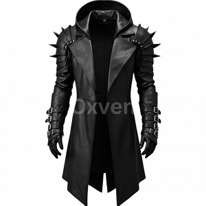 Handmade Spiked Genuine Leather Gothic Hooded Coat - LARP Cosplay - Etsy