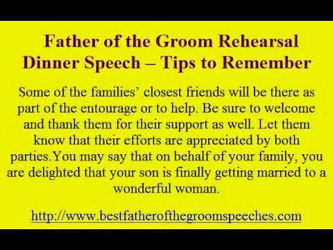 Father of the Groom Rehearsal Dinner Speech -- Tips to Remember
