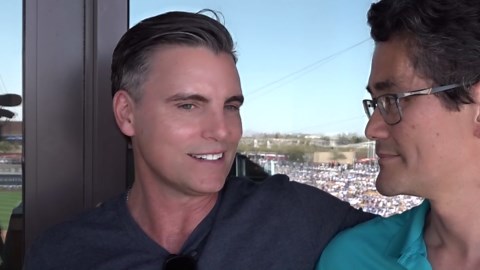 Actor Colin Egglesfield has beaten cancer 3 times. He was honored at baseball spring training in AZ.