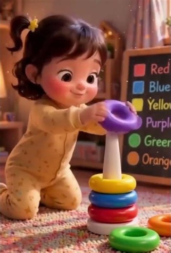 Learn Colors for Toddlers with Ring Stacking! 🌈✨ #shorts #baby #cute