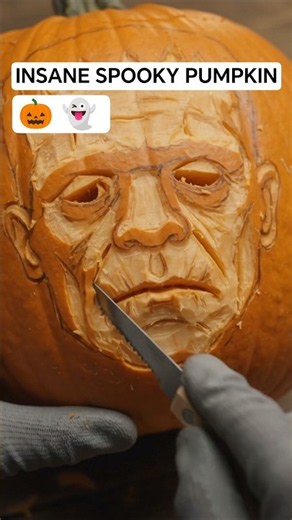 Insane Frankenstein Halloween Pumpkin 🎃 #frankenstein #foodart #Art #foodcarving