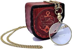 Amazon.com: Castle Instruments Magnifying Glass, Optical Magnifier Lens with Necklace Chain Monocle for Library Reading Fine Print Zooming Increase Vision Jewelry Gold and Sliver : Health & Household