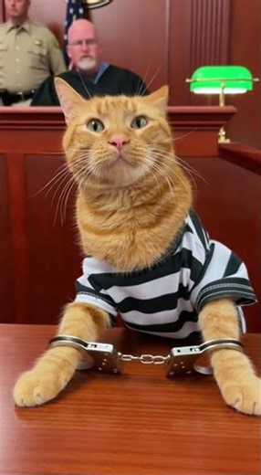The orange cat gets 5 years in prison 🧡🐱🚔💥 #cat #funnycat #funnyanimal #funny #aivideo