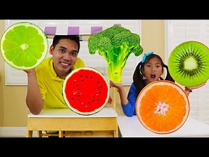 Wendy Pretend Play w/ Giant Fruit & Veggies Pillow Kids Food Toys