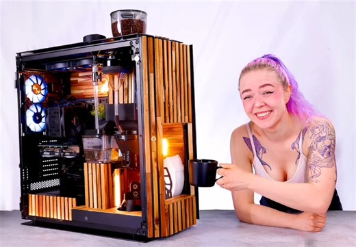 Modders build PC with coffee machine inside — full roaster and grinder fit in the chassis