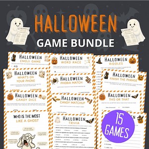 Halloween Party Games Printable - 15 Fun Halloween Games for Kids, Teens & Adults - Classroom Activities, Trivia, Emoji, Riddles - Etsy