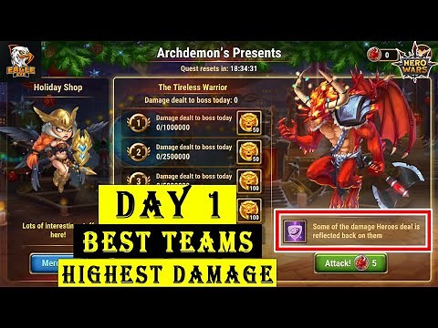 Day 1 Best Teams With Highest Damage - Archdemon Boss | Hero Wars Mobile