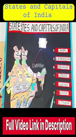 state and capitals of india working model with led lights - social science project | craftpiller