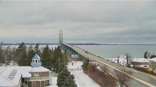 Check out this live look at the Mackinac Bridge as the icy conditions are across the Straits of Mackinac Friday, December 26, 2025. | News Channel 3 WWMT TV