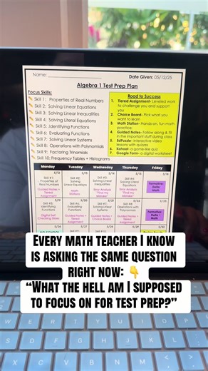 Every year around this time, math teachers start spiraling, not because they don’t care… but because no one ever taught us how to plan test prep strategically. So we end up: • over-reviewing skills kids already have • cramming content that won’t stick • stressing over pacing instead of using data • and feeling like we’re failing our students when we’re actually just guessing That’s exactly why I created Test Prep Made Simple. This on-demand mini course walks you through: 🧠 how to analyze your d