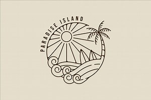 palm tree logo line art simple, a Branding & Logo Template by zyxroun shop