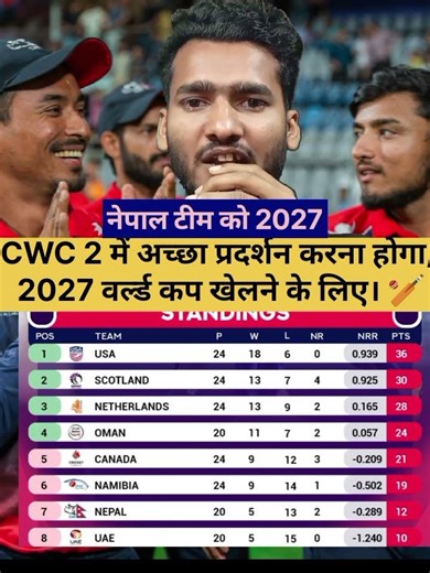 CWC L2 point table #cwcleague2 #nepalcricket #pointtable