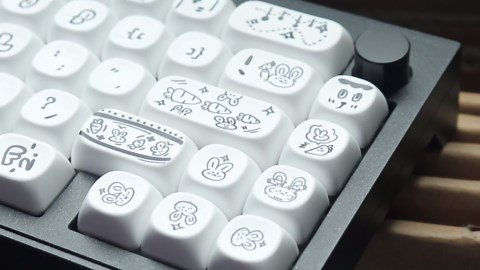 Hyekit MOA Keycaps, Cute Keycaps for Mechanical Keyboard, 130 Keys, Dye-Sublimation Custom Keyboard Keycap Set, Carrot Rabbit, Blue