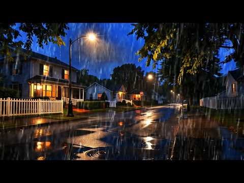 99% Sleep in 5 Minutes 🌧️ Cozy Rainy Night in American Suburb for Deep Sleep and Relax