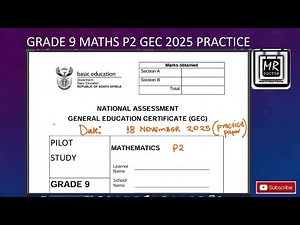 Grade 9 Maths P2 GEC Term 4 November 2025 Practice