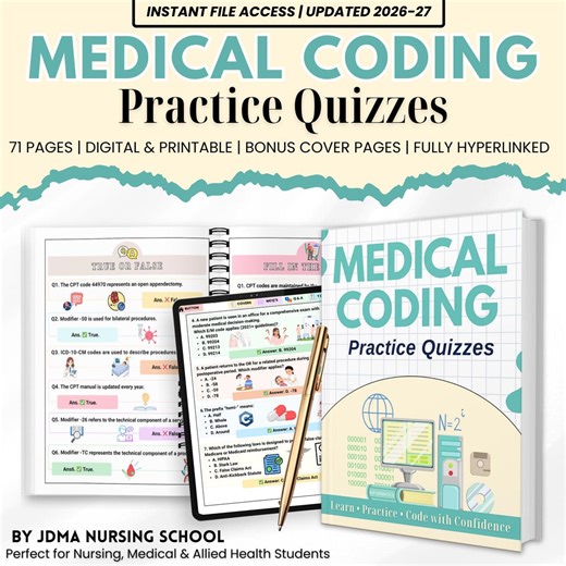 Medical Coding Quiz Hyperlinked Bundle | ICD-10 CPT Practice Questions | Anatomy & Medical Terminology Study Guide | Printable PDF - Etsy Canada