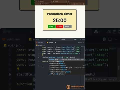 Pomodoro Timer using HTML, CSS, and JavaScript | TechWithTwin