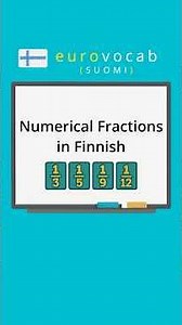 Learn Finnish - Fractions - 1/2, 1/3, 1/4, 2/3, 3/4