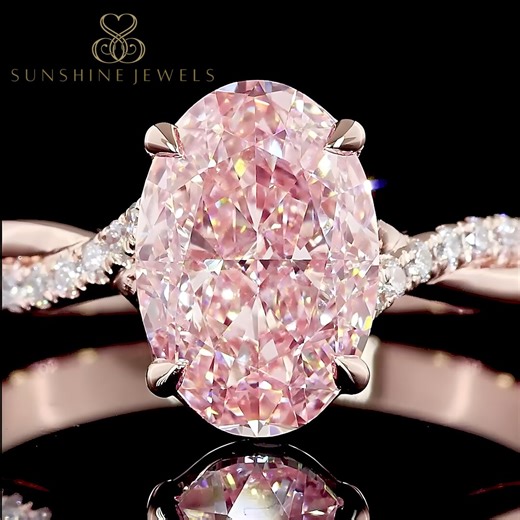 Buy Fancy Intense Pink Lab Grown Diamond Ring: 14K Rose Gold, 2.50 Ct Oval Cut Online in India - Etsy