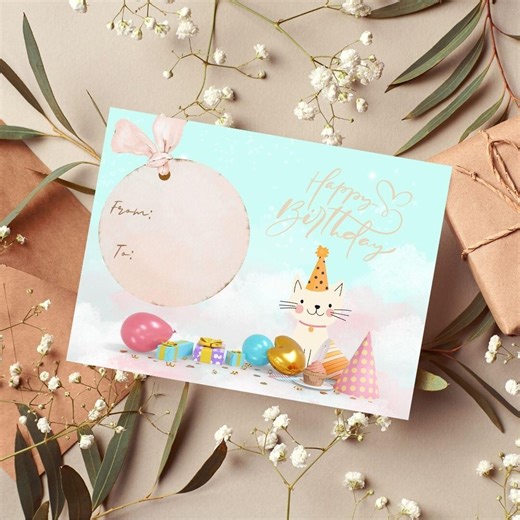 Cat Birthday Gift Card Templates | Printable Canva Cards (digital Download) - Etsy