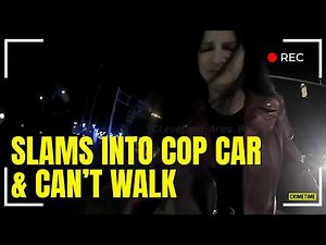 Watch Drunk driver rear-end Police car, Then needs help walking (Full Bodycam)