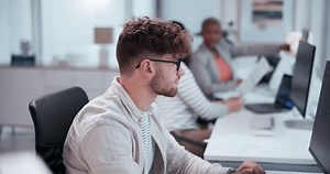 Office Thinking Man Computer Desk Information Stock Footage Video (100% Royalty-free) 3563118833 | Shutterstock