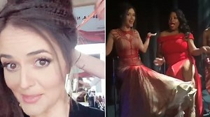 Danica McKellar is red hot as she struts down the runway for AHA