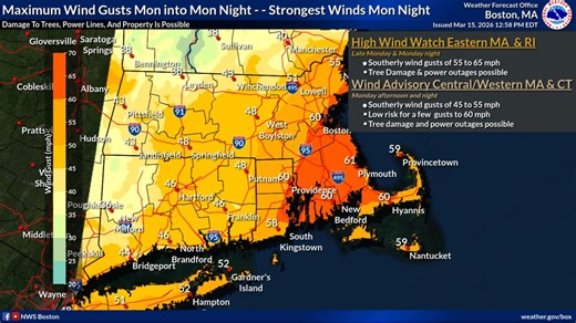 Mass. weather: Monday thunderstorm to bring high winds, flood risk
