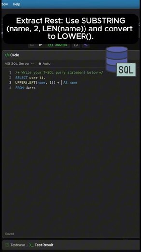 Format Names in SQL! 🔤 (Capitalize First Letter) Leetcode 1667 #shorts