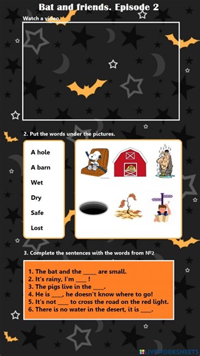Bat and friends 2 worksheet