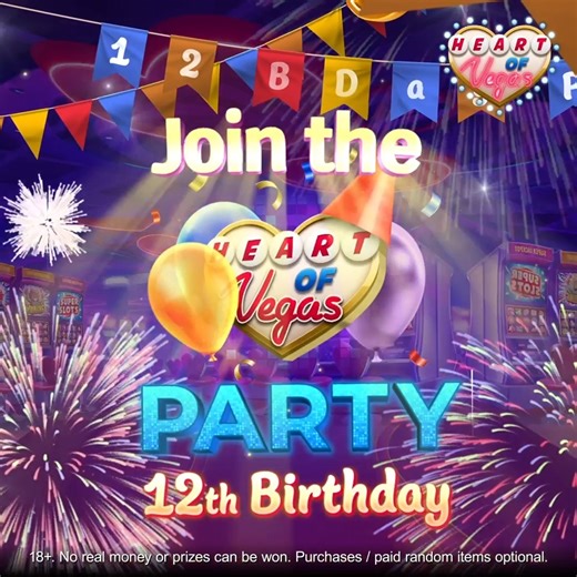 54K views · 1.5K reactions | 拾 Let’s get the Heart of Vegas 12th Birthday Party started! Update your mobile app and check out the new-look lobby now!  https://hovsocial.onelink.me/bx8J/dplck7m3 | Heart of Vegas | Facebook