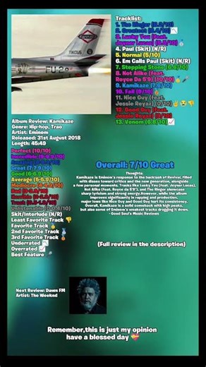 Eminem - Kamikaze Album Review #eminem #kamikaze #rap #trap #album #review #shorts