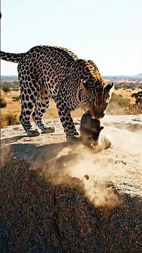 Leopard Leaps From Run and Catches Rock Hyrax! 🐆⛰️