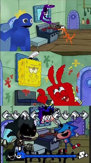 FNF Rainbow Friends vs Sonic Battles Mr. Krabs - Krusty Karoling Mod! #fnf #sonic #rainbowfriends
