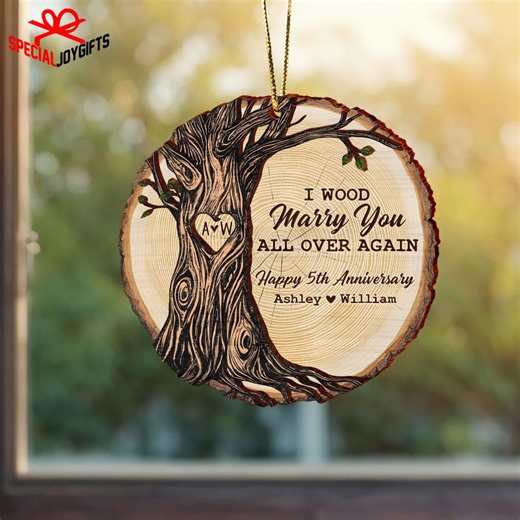 5th Anniversary Gift, 5th Year Anniversary Gift for Couple, Custom Wood Anniversary Gift, Wedding Oranment for Wife Husband, Family Keepsake - Etsy