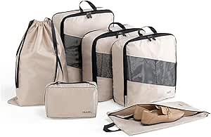 6 Set Compression Packing Cubes For Travel- Effortless Organization&Space Saving Cube For Quick Packing And Unpacking,Travel Must Have Suitcase Essentials For Business Trip,Cruise,Camping,Vacation