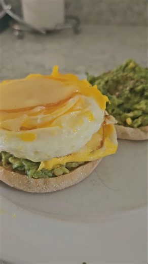 Delishes and healthy Egg and Avocado sandwich on English Muffin